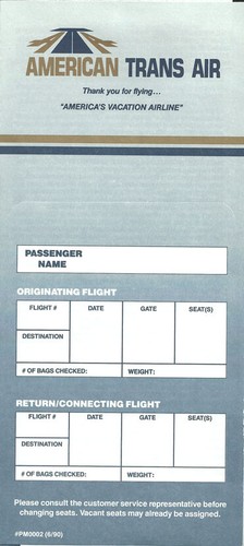 American trans air ticket - trans,
